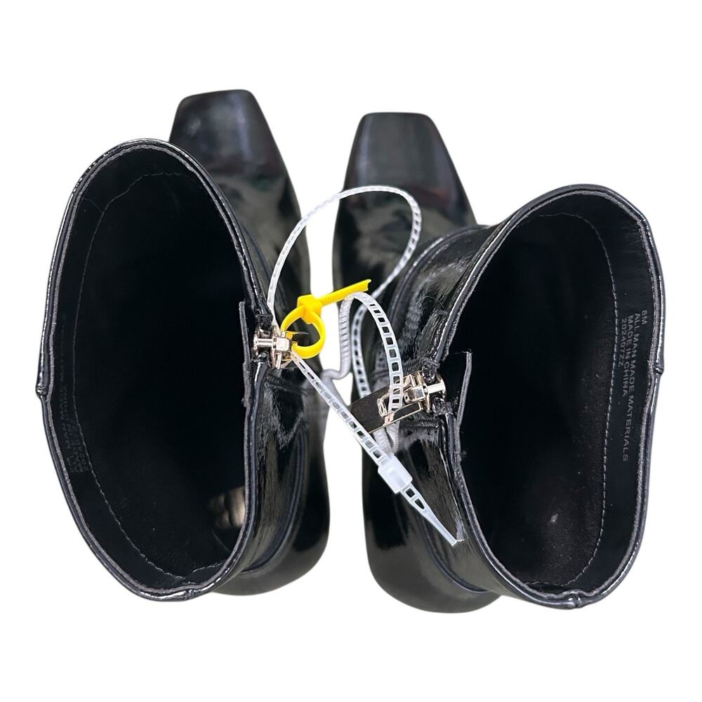 NWOB Gb Gianni Bini Sz 8M Face-Card Patent Oversized Buckle Heeled Bootie Black - Picture 11 of 16